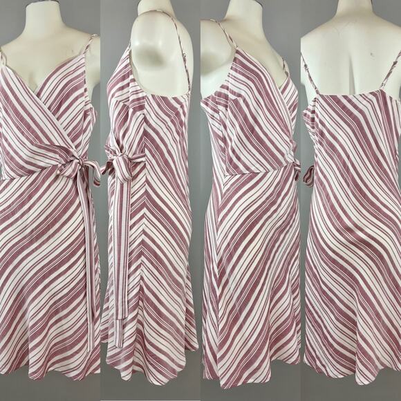 Lavender Brown (L) Wrap Mini Dress Striped Tank NWT - Picture 3 of 11